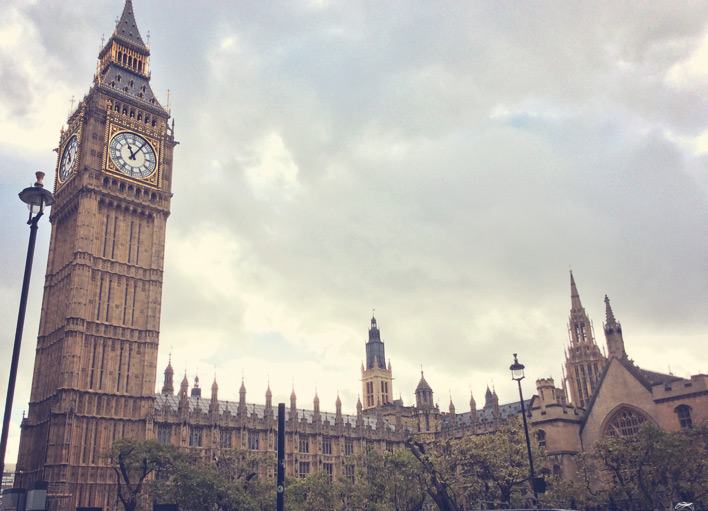 Big Ben, an iconic clock tower in London, England