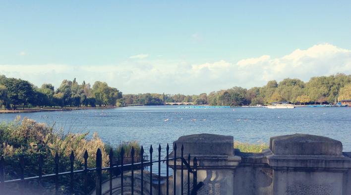 A picture of the Lake in High Park, England.