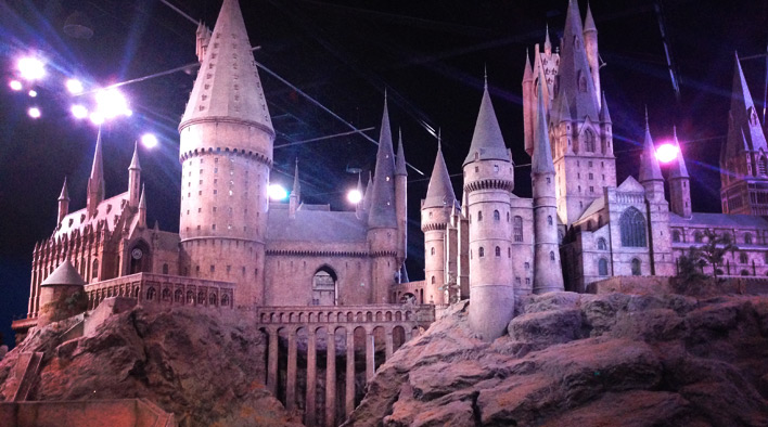 A 1:20 ratio of Hogwarts Castle at the Warner Brothers Harry Potter Studio Tour.