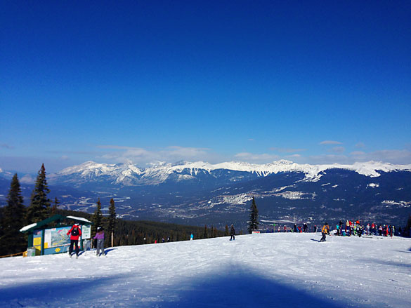 A view of the mountains from the top of a chair lift at Marmot Basin, Jasper, Alberta, Canada.